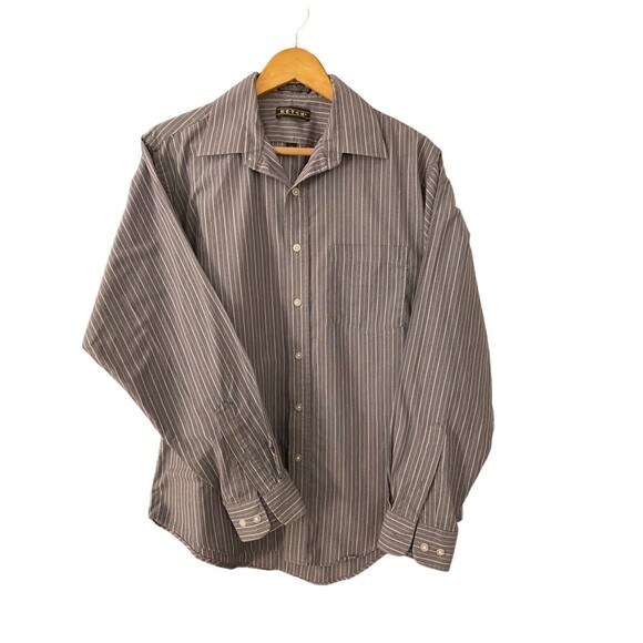 Ketch Mens Gray Single Needle Tailoring Button Front Dress Shirt Size 16/34-35 - Picture 1 of 6